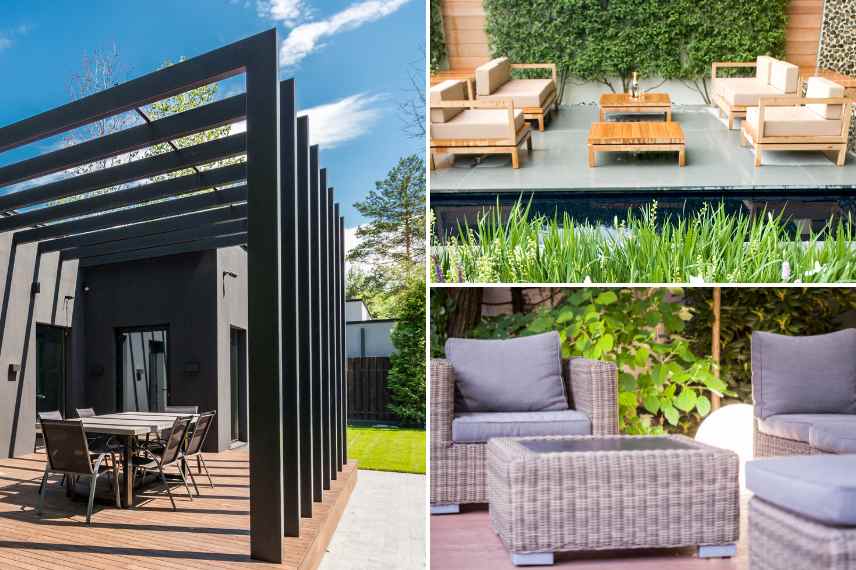 jardin contemporain mobilier couleurs matieres