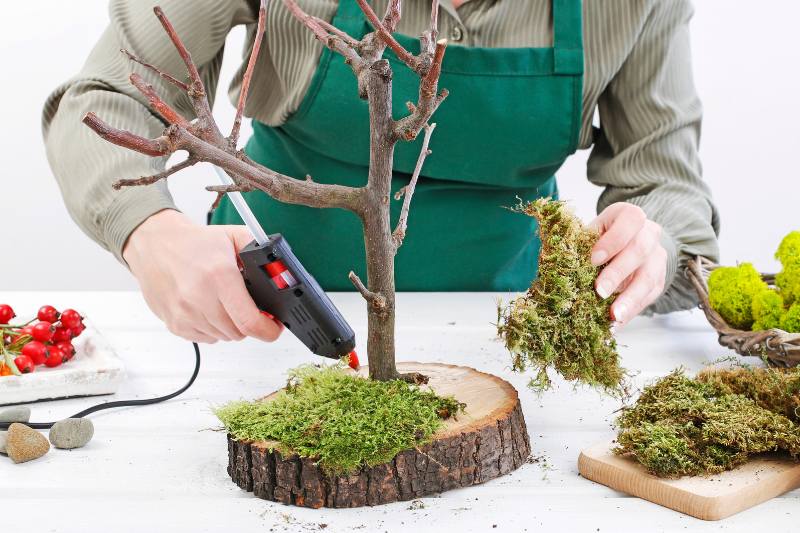 Décorez le rondin avec de la mousse
