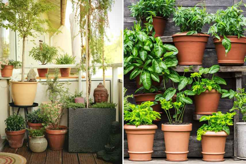 Potscaping, placement des pots sur un balcon