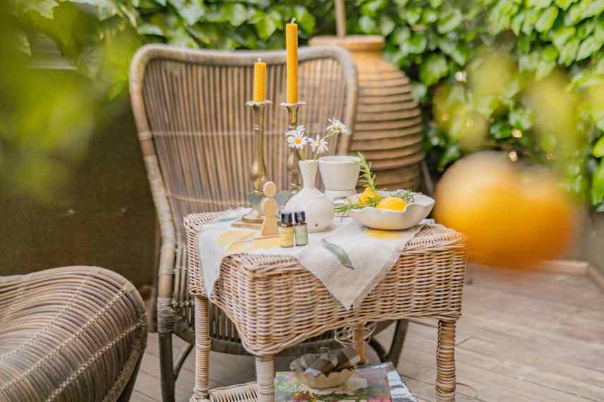 Mobilier de jardin en osier