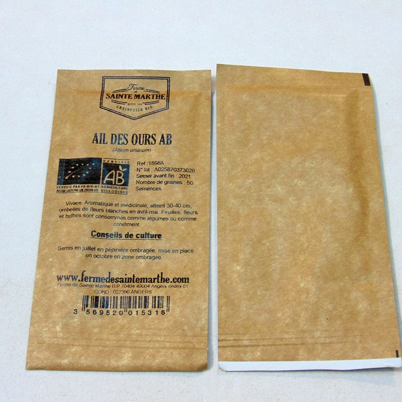 Exemple de spécimen de Ail des Ours Bio - Ferme de Sainte Marthe le sachet de 50 graines environ tel que livré