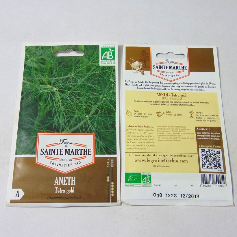 Example of Aneth Tetra Gold Bio - Ferme de Sainte Marthe le sachet de 400 graines environ (0.8g) as you get