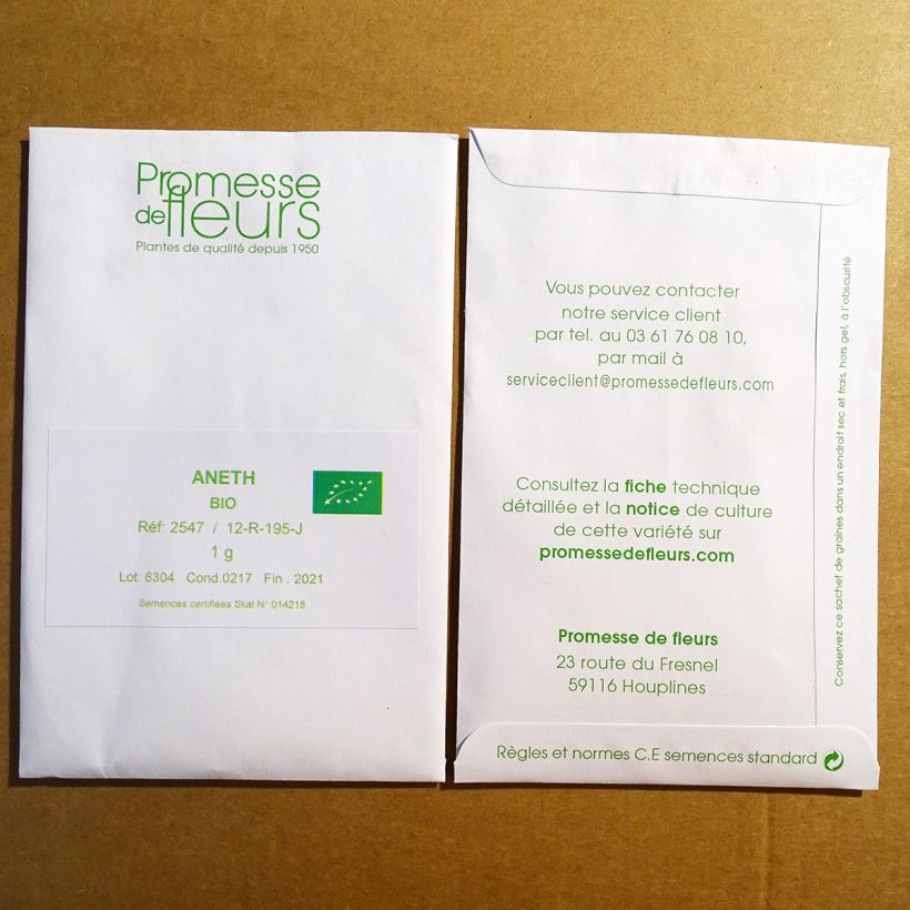 Exemple de spécimen de Aneth à feuilles denses Bio le sachet de +/- 400 graines environ (minimum 1g) tel que livré