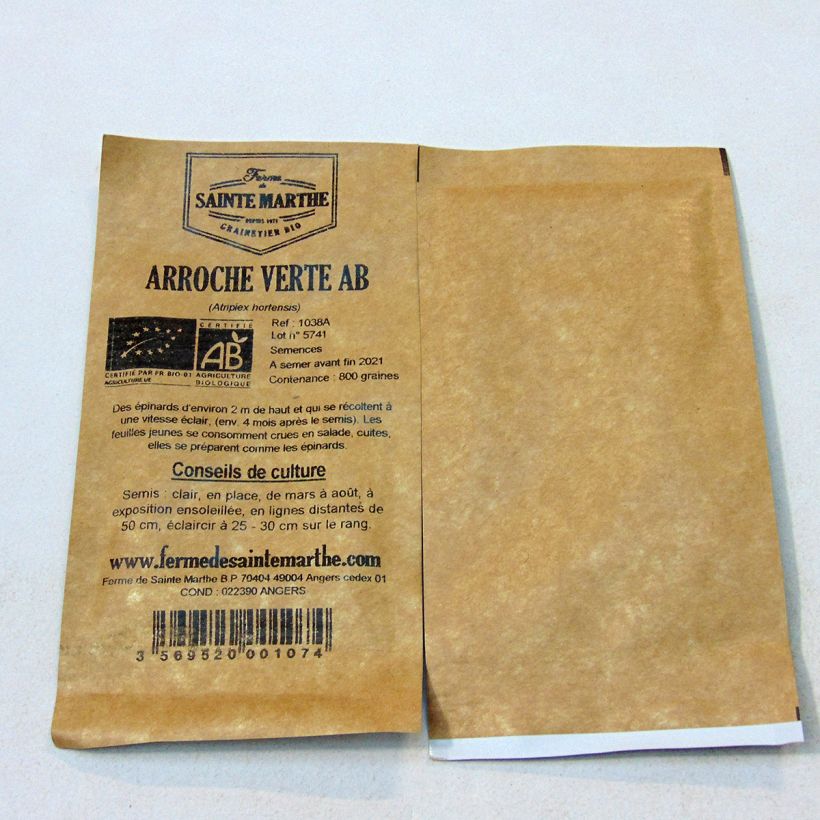 Exemple de spécimen de Arroche Verte Bio - Ferme de Sainte Marthe le sachet de 800 graines environ (4g) tel que livré