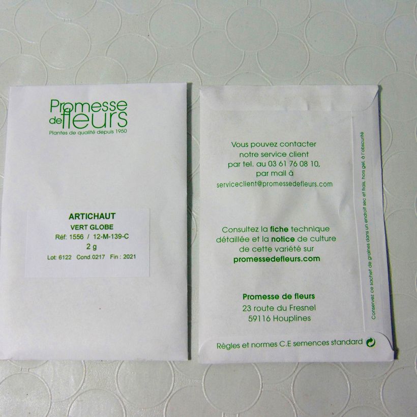 Example of Artichaut Vert Globe (Green Globe) le sachet de +/- 40 graines environ (minimum 2g) as you get