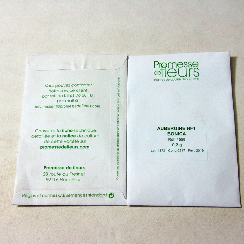 Exemple de spécimen de Aubergine Bonica F1  - Solanum melongena le sachet de 35 graines environ (minimum 0,2g) tel que livré