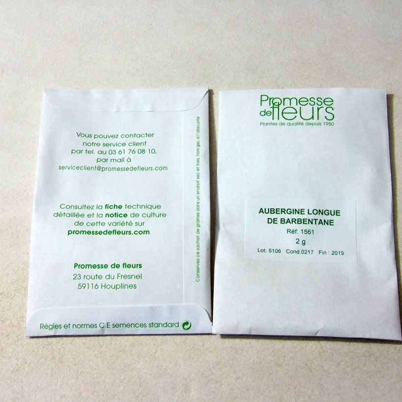 Example of Aubergine de Barbentane le sachet de +/- 400 graines environ (minimum 2g) as you get