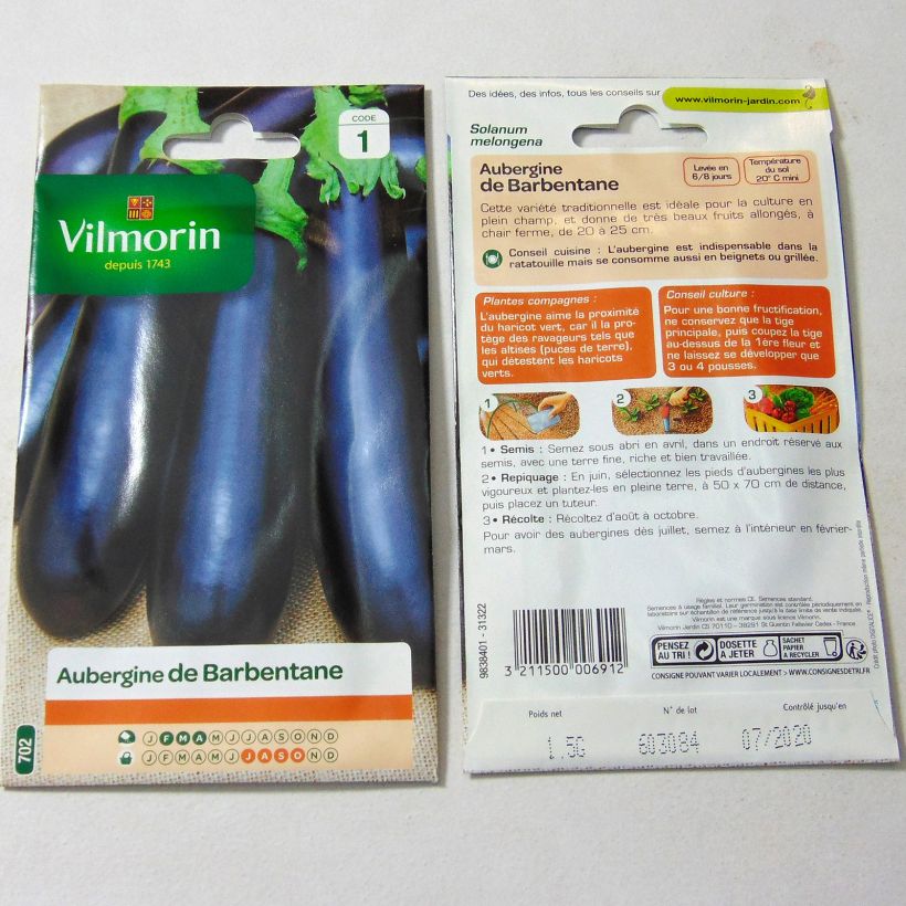 Example of Aubergine de Barbentane - Vilmorin le sachet de 200 graines environ (1g) as you get