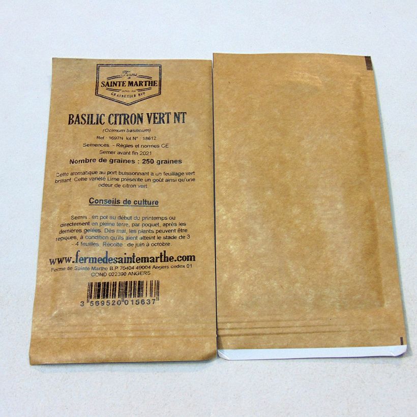 Exemple de spécimen de Basilic Citron Vert Bio - Ferme de Sainte Marthe le sachet de 200 graines environ tel que livré