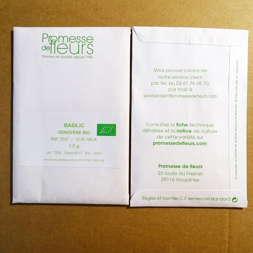 Example of Basilic Genovese BIO le sachet de +/- 800 graines environ (minimum 1,5g) as you get
