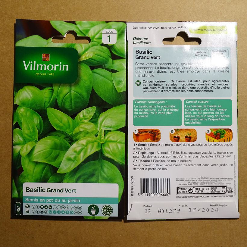 Exemple de spécimen de Basilic Grand vert - Vilmorin le sachet de 1600 graines environ (2g) tel que livré