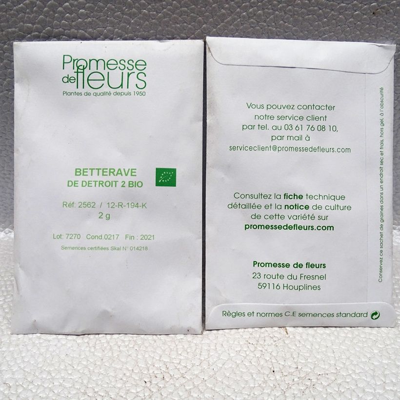 Exemple de spécimen de Betterave rouge de Détroit 2 Bio  le sachet de +/- 200 graines environ (minimum 4g) tel que livré