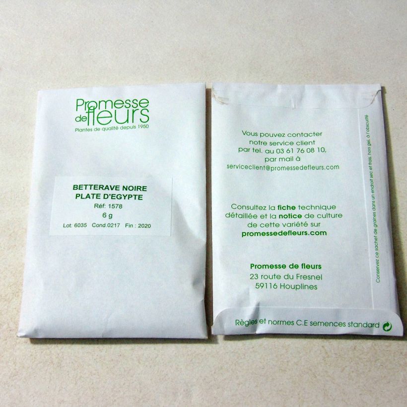 Exemple de spécimen de Betterave noire plate d'Egypte le sachet de +/- 250 graines environ (minimum 6g) tel que livré