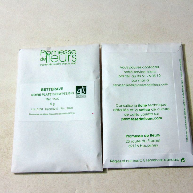 Exemple de spécimen de Betterave noire plate d'Egypte Bio le sachet de +/- 200 graines environ (minimum 4g) tel que livré