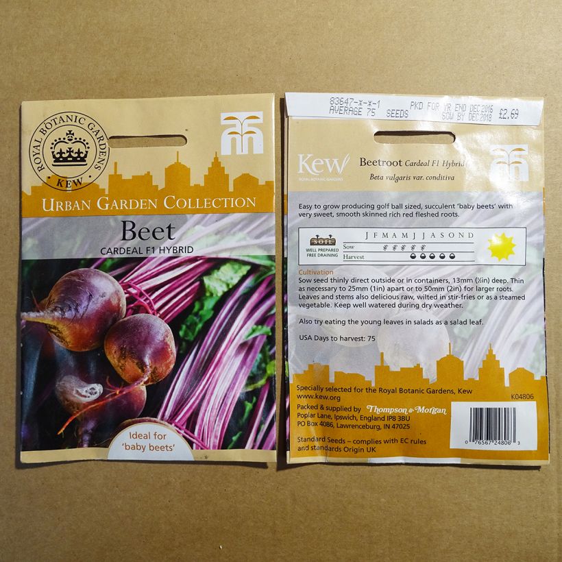 Exemple de spécimen de Betterave rouge Cardeal F1 - Beta vulgaris le sachet de 75 graines environ tel que livré