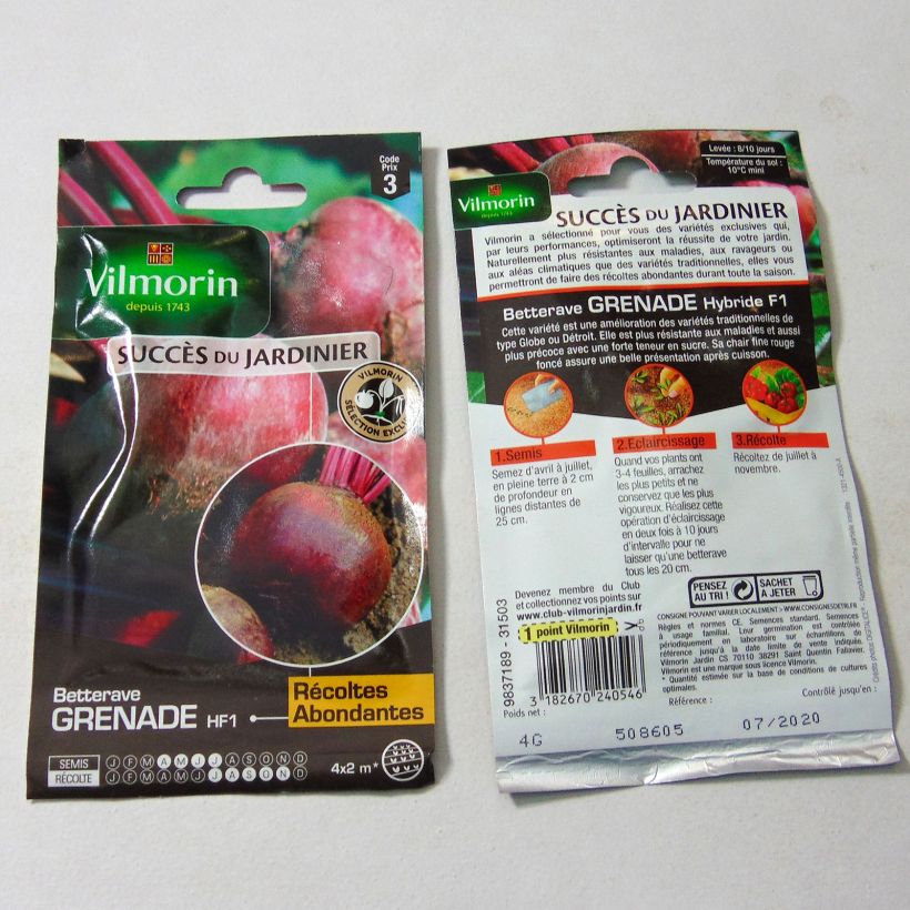 Example of Betterave rouge Grenade F1 (co-obtention INRA - ADIB - VIL) - Vilmorin le sachet de 200 graines environ (4g) as you get