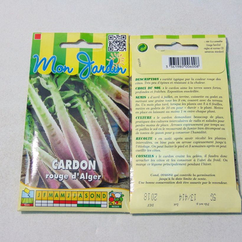 Exemple de spécimen de Cardon rouge d'Alger - Cynara cardunculus le sachet de 50 graines environ (2g) tel que livré