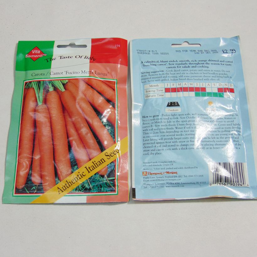 Exemple de spécimen de Carotte Fucino - Daucus carota  le sachet de 7200 graines environ tel que livré