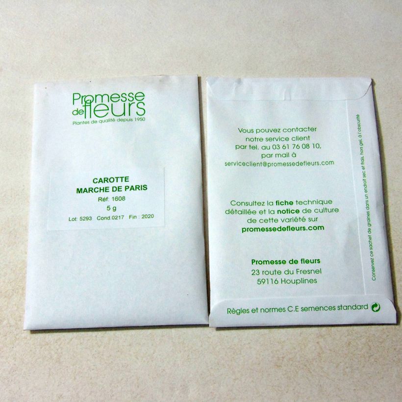 Exemple de spécimen de Carotte Marché de Paris - Daucus carota le sachet de 3600 graines environ (minimum 5g) tel que livré