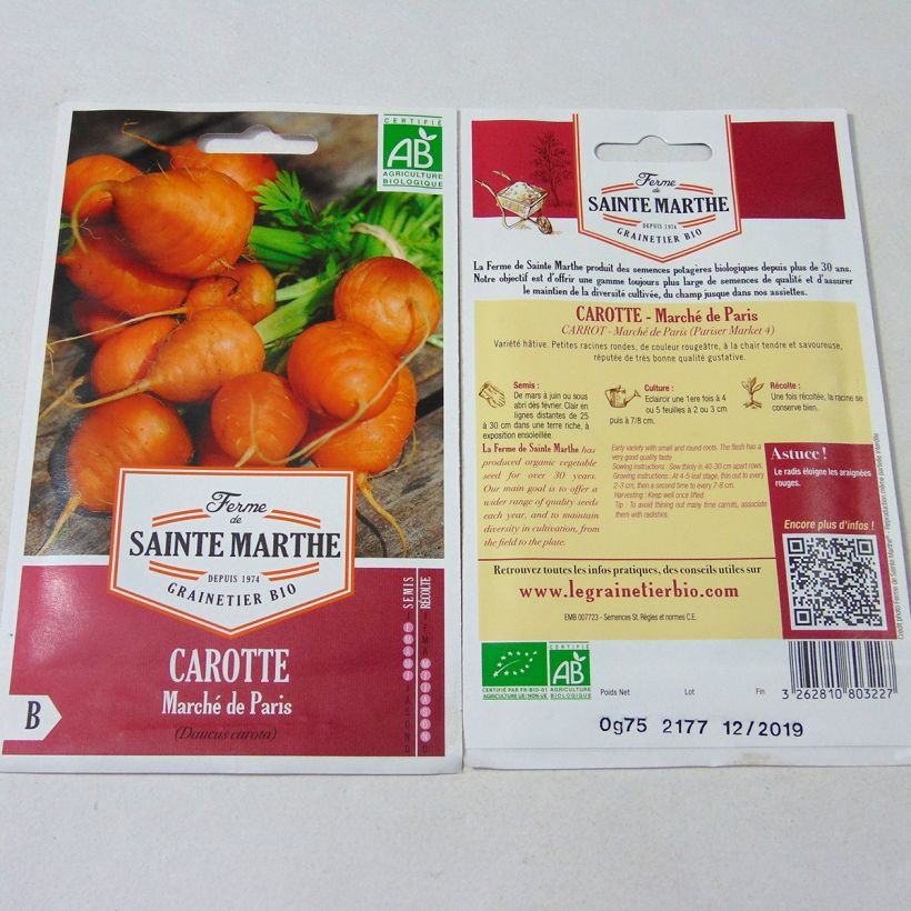 Example of Carotte Marché de Paris Bio - Ferme de Sainte Marthe  le sachet de 1500 graines environ as you get