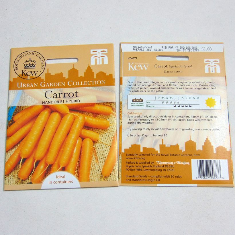 Exemple de spécimen de Carotte Nandor F1 - Daucus carota  le sachet de 350 graines environ tel que livré