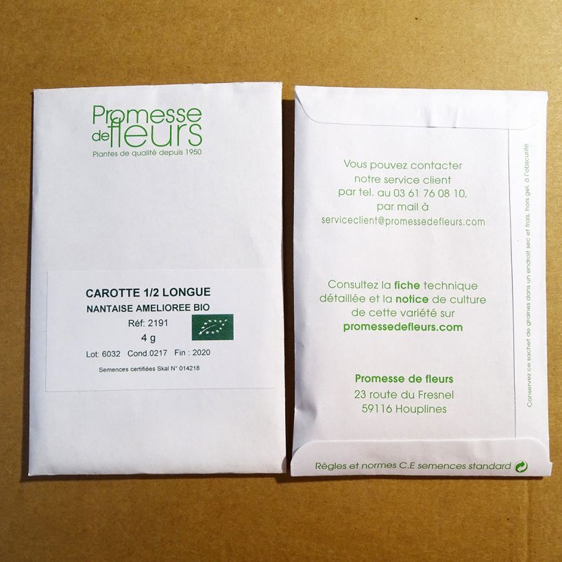 Example of Carotte Nantes 2 Bio le sachet de +/- 3000 graines environ (minimum 4g) as you get