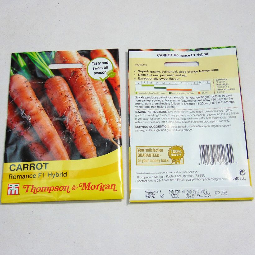 Exemple de spécimen de Carotte Romance - Daucus carota  le sachet de 400 graines environ tel que livré