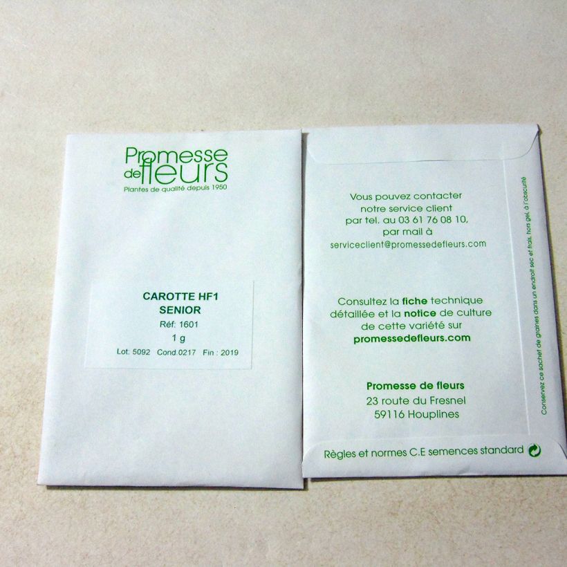 Example of Carotte Senior F1 - Daucus carota le sachet de +/- 750 graines environ (minimum 1g) as you get