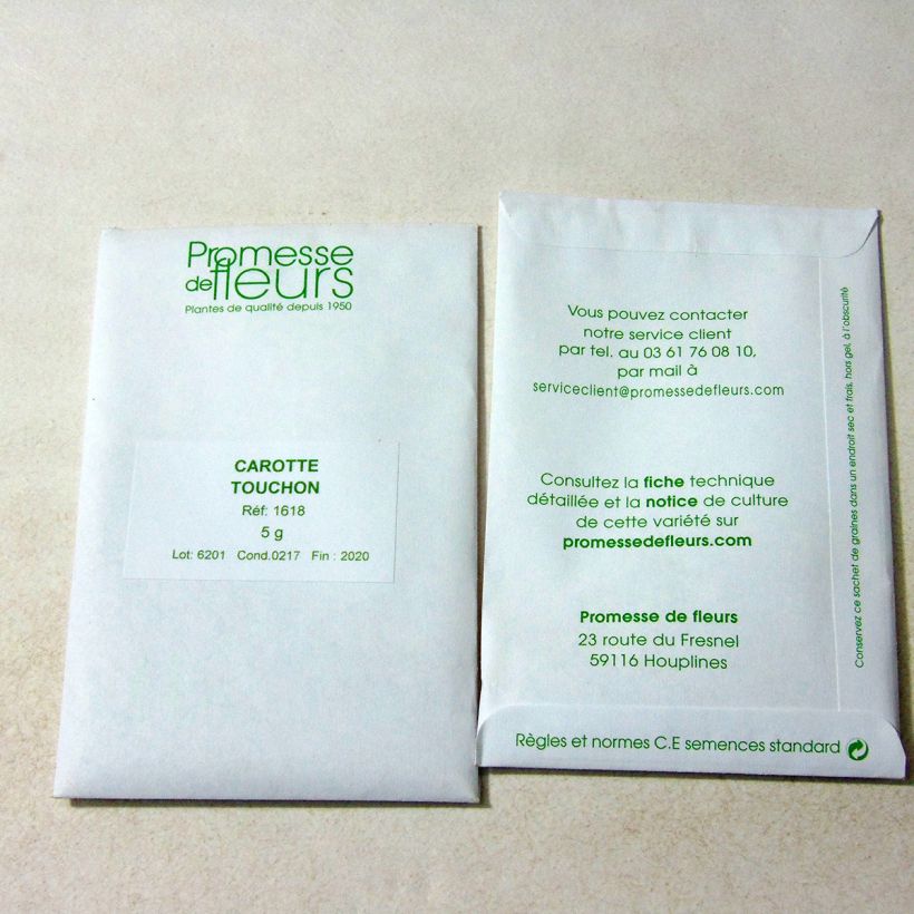 Exemple de spécimen de Carotte Touchon - Daucus carota le sachet de +/- 3600 graines environ (minimum 5g) tel que livré