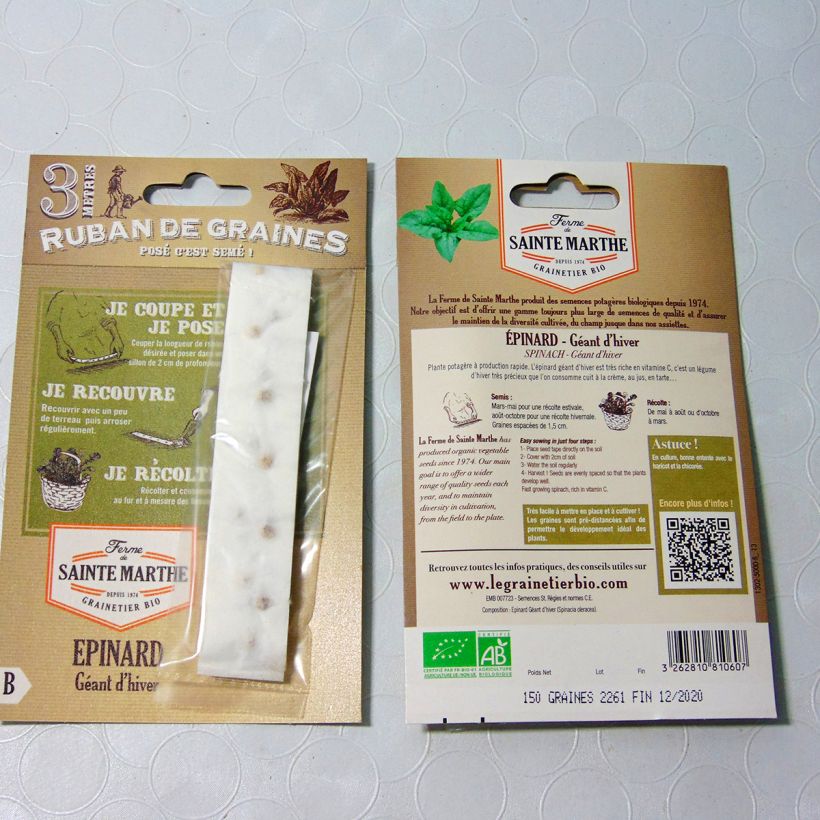 Example of Carte ruban d'Epinard Géant d'Hiver Bio - Ferme de Sainte Marthe Livré en ruban de 3 mètres as you get