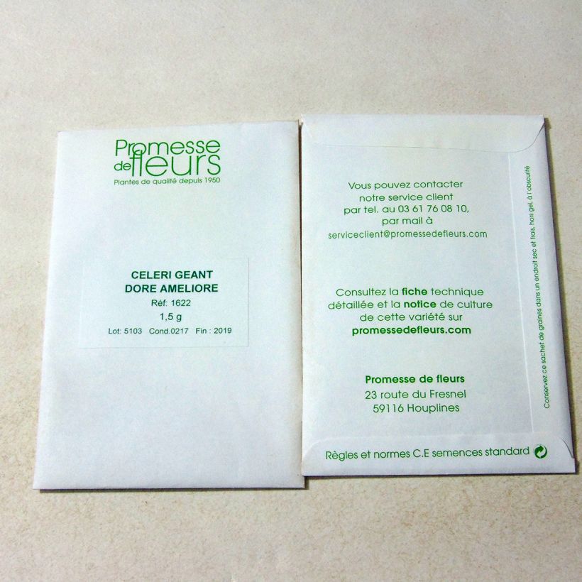 Exemple de spécimen de Céleri Géant Doré Amélioré - Apium graveolens le sachet de 2000 graines environ (minimum 1,5g) tel que livré