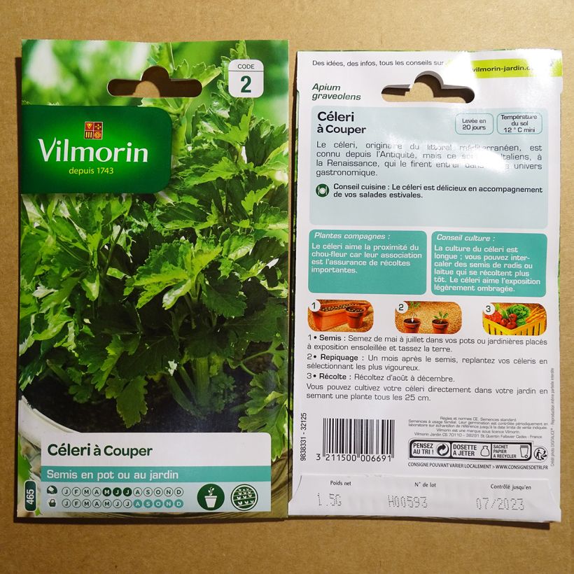 Exemple de spécimen de Céleri à couper - Vilmorin le sachet de 2500 graines environ (1g) tel que livré