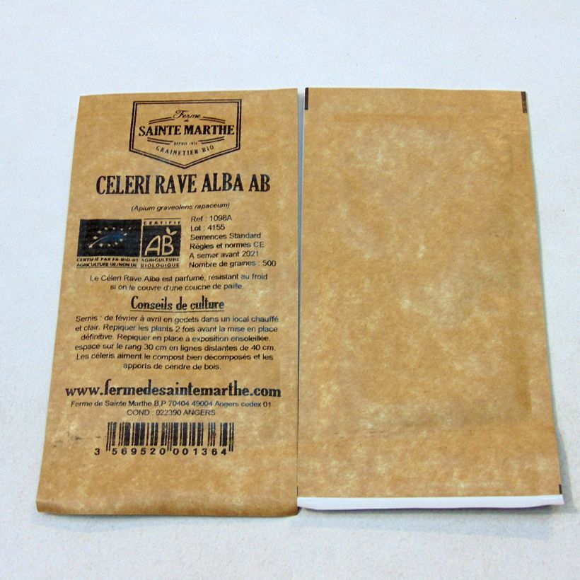 Exemple de spécimen de Céleri rave Alba Bio - Ferme de Sainte Marthe le sachet de 500 graines environ tel que livré