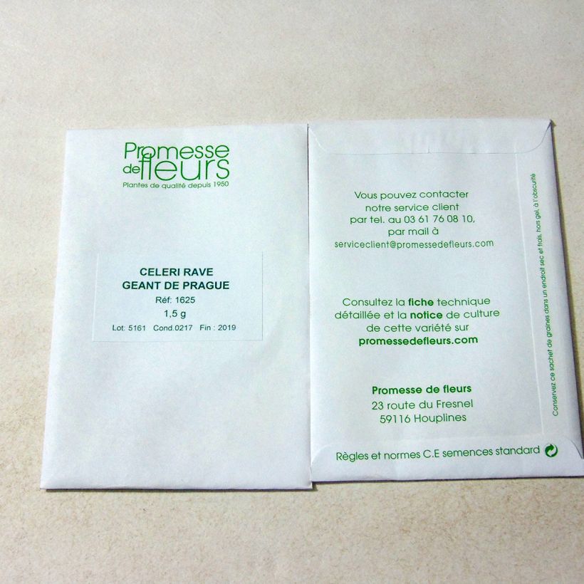 Exemple de spécimen de Céleri rave Géant de Prague - Apium graveolens le sachet de +/- 2000 graines environ (minimum 1,5g) tel que livré