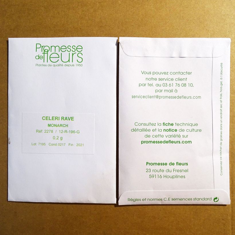 Exemple de spécimen de Céleri rave Monarch - Apium graveolens le sachet de 50 graines environ (minimum 0,2g) tel que livré