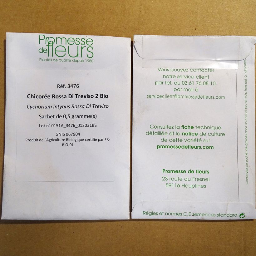 Exemple de spécimen de Chicorée Rossa Di Treviso 2 Bio le sachet de 300 graines environ (0.5g) tel que livré