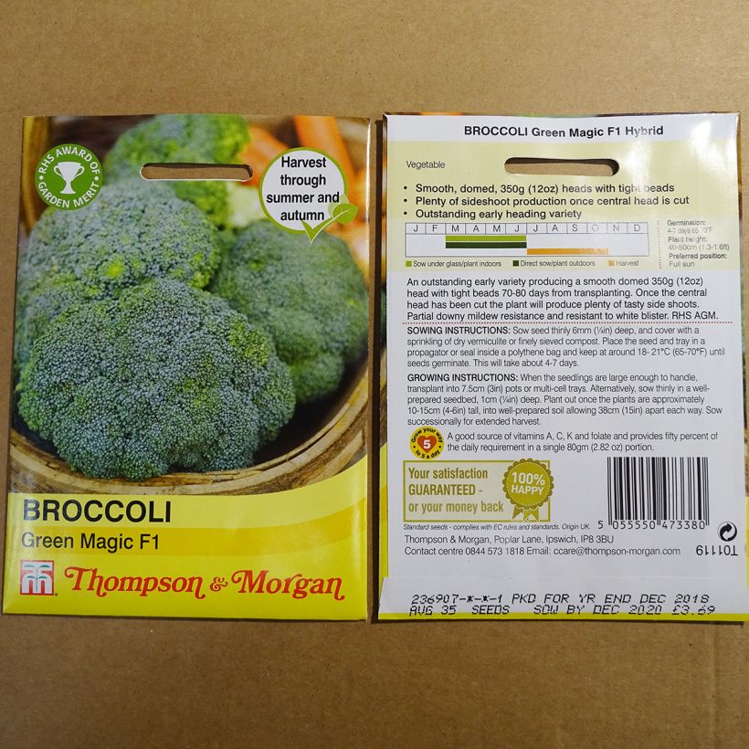 Exemple de spécimen de Chou Brocoli Green Magic F1 le sachet de 35 graines environ tel que livré