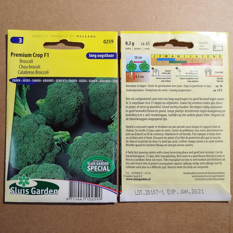 Example of Chou Brocoli Premium Crop F1 le sachet de 65 graines environ as you get