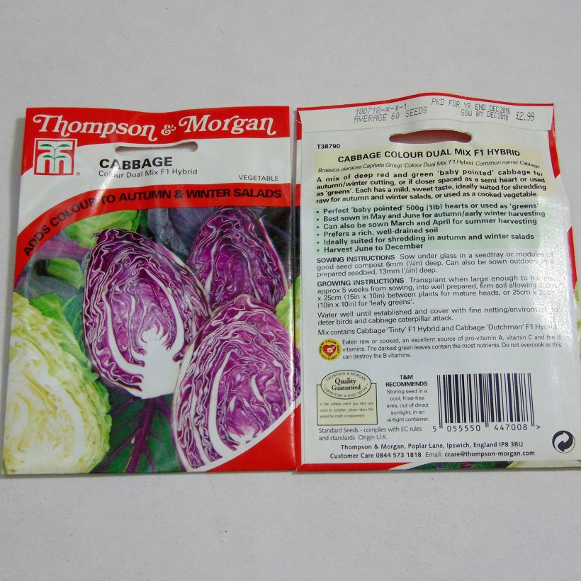 Exemple de spécimen de Chou Cabus Colour Dual Mix F1 le sachet de 60 graines environ tel que livré