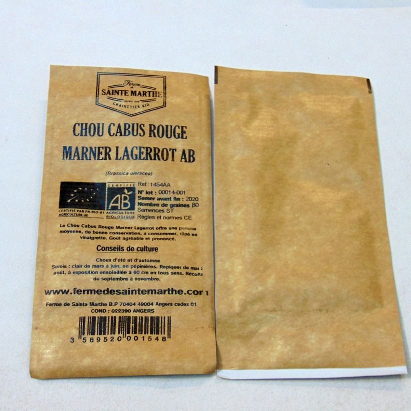 Exemple de spécimen de Chou Cabus Marner Lagerrot Bio - Ferme de Sainte Marthe le sachet de 80 graines environ tel que livré