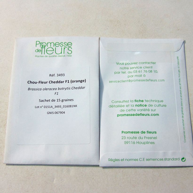 Exemple de spécimen de Chou-Fleur Cheddar F1 (orange) le sachet de 15 graines environ tel que livré