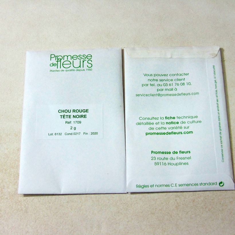 Example of Chou cabus Tête Noire rouge le sachet de +/- 500 graines environ (minimum 2g) as you get
