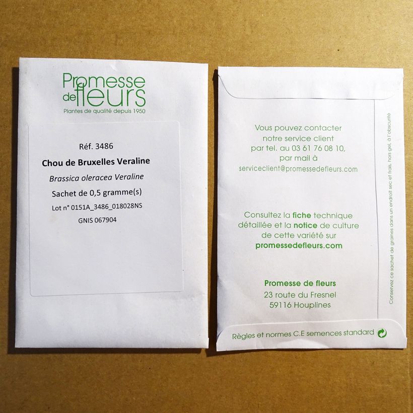 Exemple de spécimen de Chou de Bruxelles Veraline le sachet de 200 graines environ (0.5g) tel que livré
