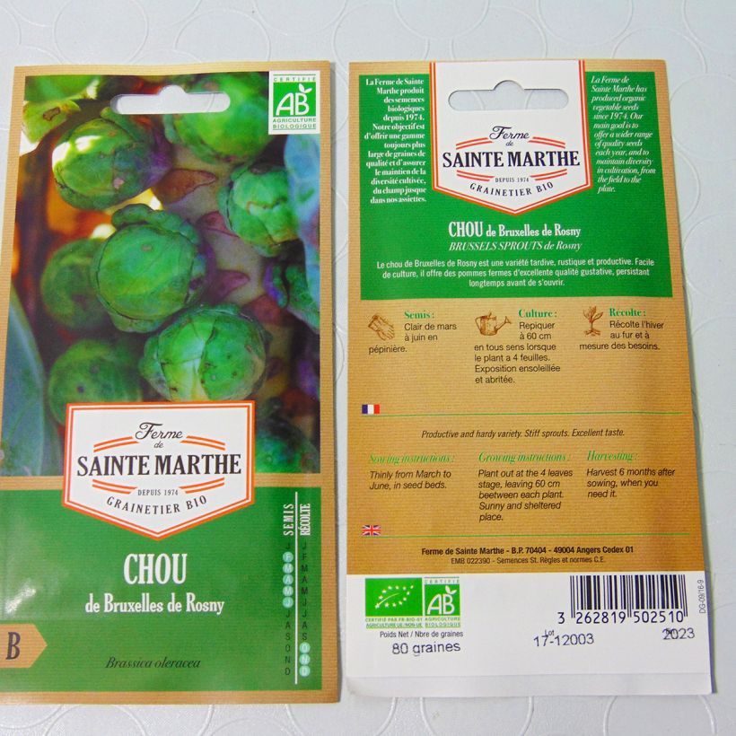 Example of Chou de Bruxelles de Rosny Bio - La Ferme de Sainte Marthe le sachet de 80 graines environ as you get