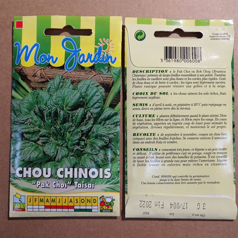Exemple de spécimen de Chou de Chine Pak Choi Tai Sai - Brassica pekinensis le sachet de 150 graines environ (3g) tel que livré