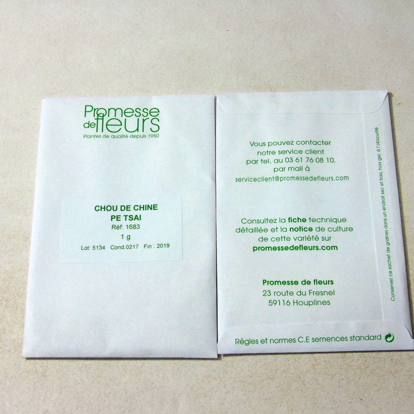 Example of Chou de Chine Pe Tsaï le sachet de +/- 400 graines environ (minimum 1g) as you get