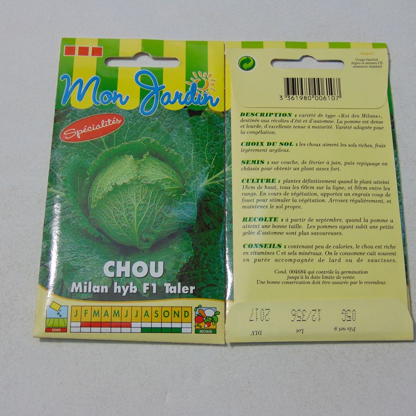 Exemple de spécimen de Chou de Milan Taler F1 - Brassica oleracea le sachet de 200 graines environ (0.5g) tel que livré