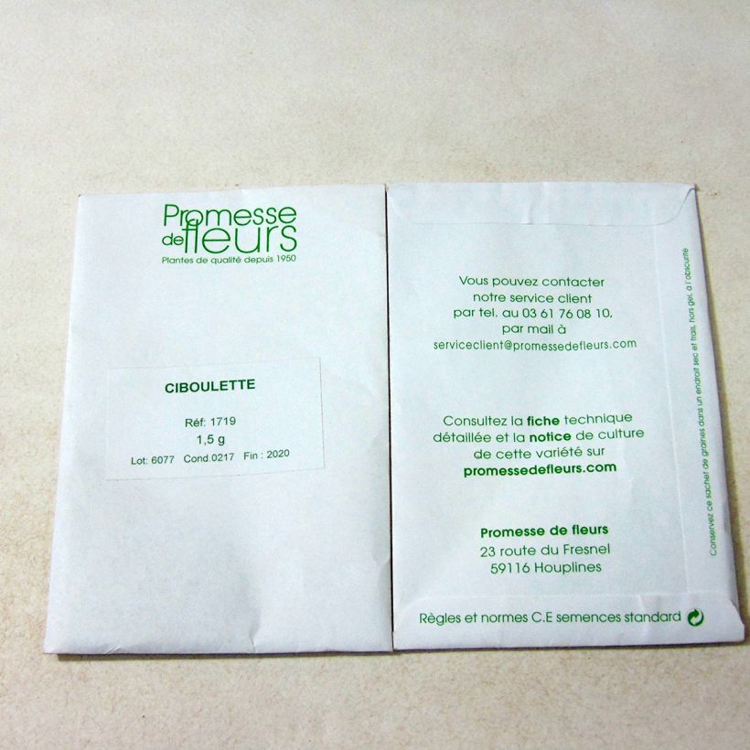 Exemple de spécimen de Ciboulette - Civette graines tel que livré