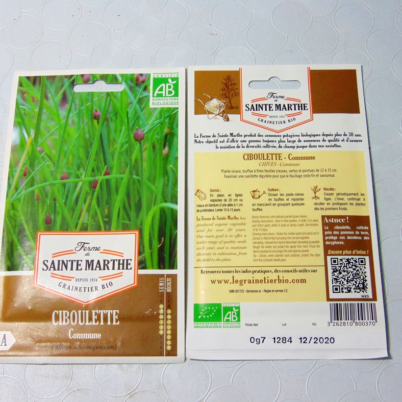 Example of Ciboulette commune Bio - Ferme de Sainte Marthe le sachet de 600 graines environ as you get