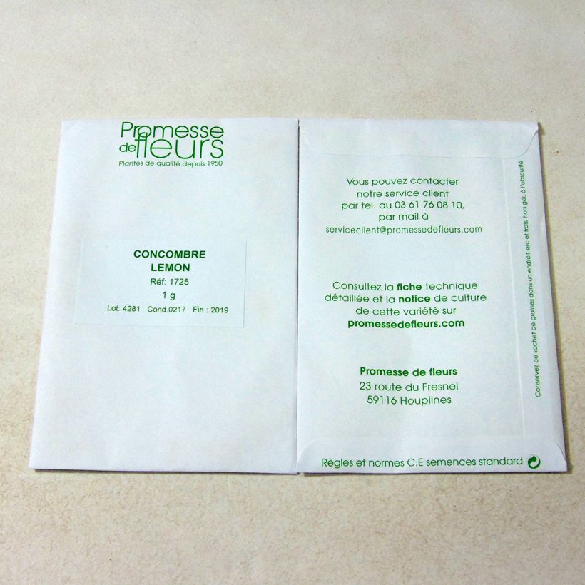 Exemple de spécimen de Concombre Lemon - Cucumis sativus le sachet de +/- 30 ? 40 graines environ (minimum 1g) tel que livré